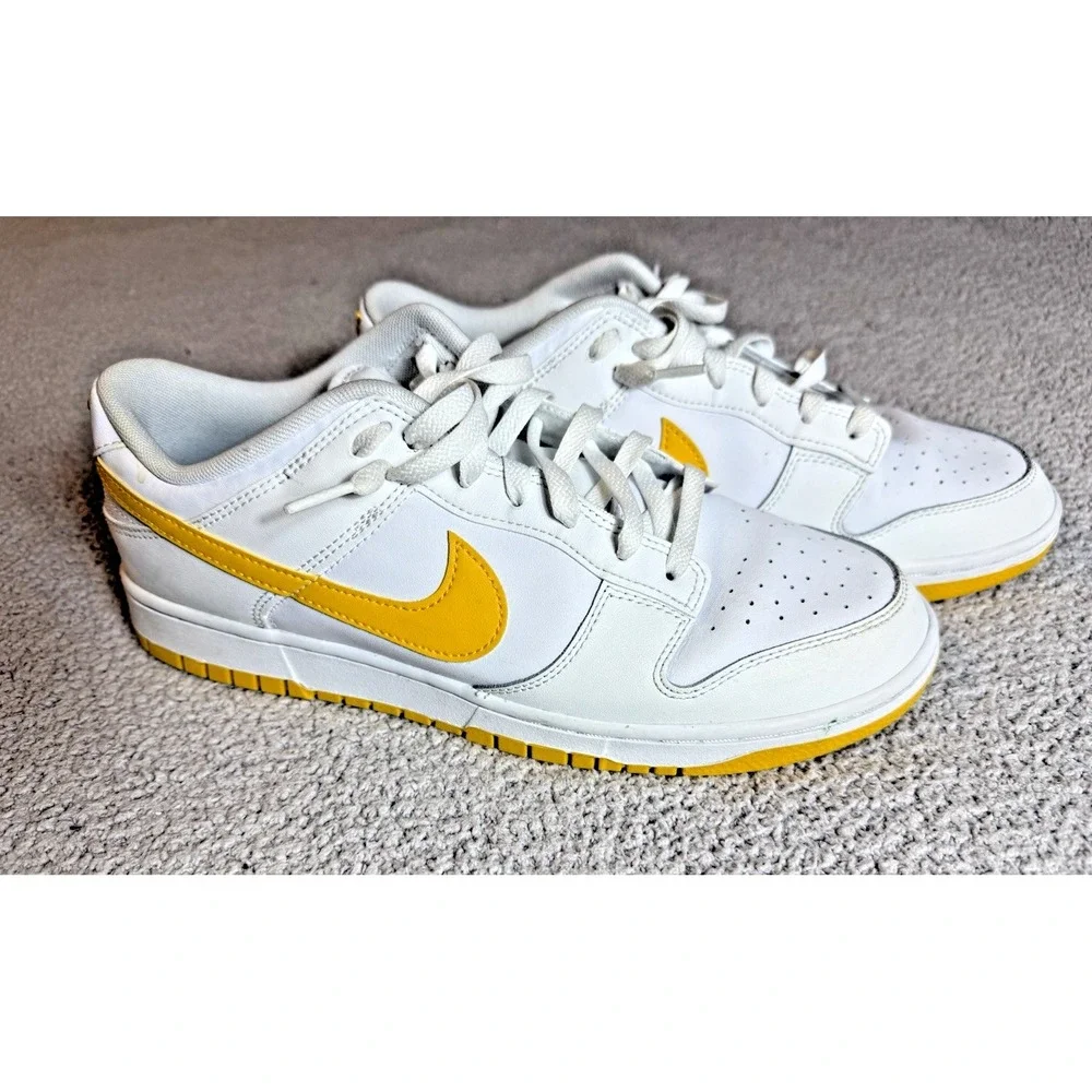 NIKE Dunk Low Retro White / University Gold Yellow Shoes Men's 10 DV0831-110